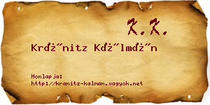 Kránitz Kálmán névjegykártya